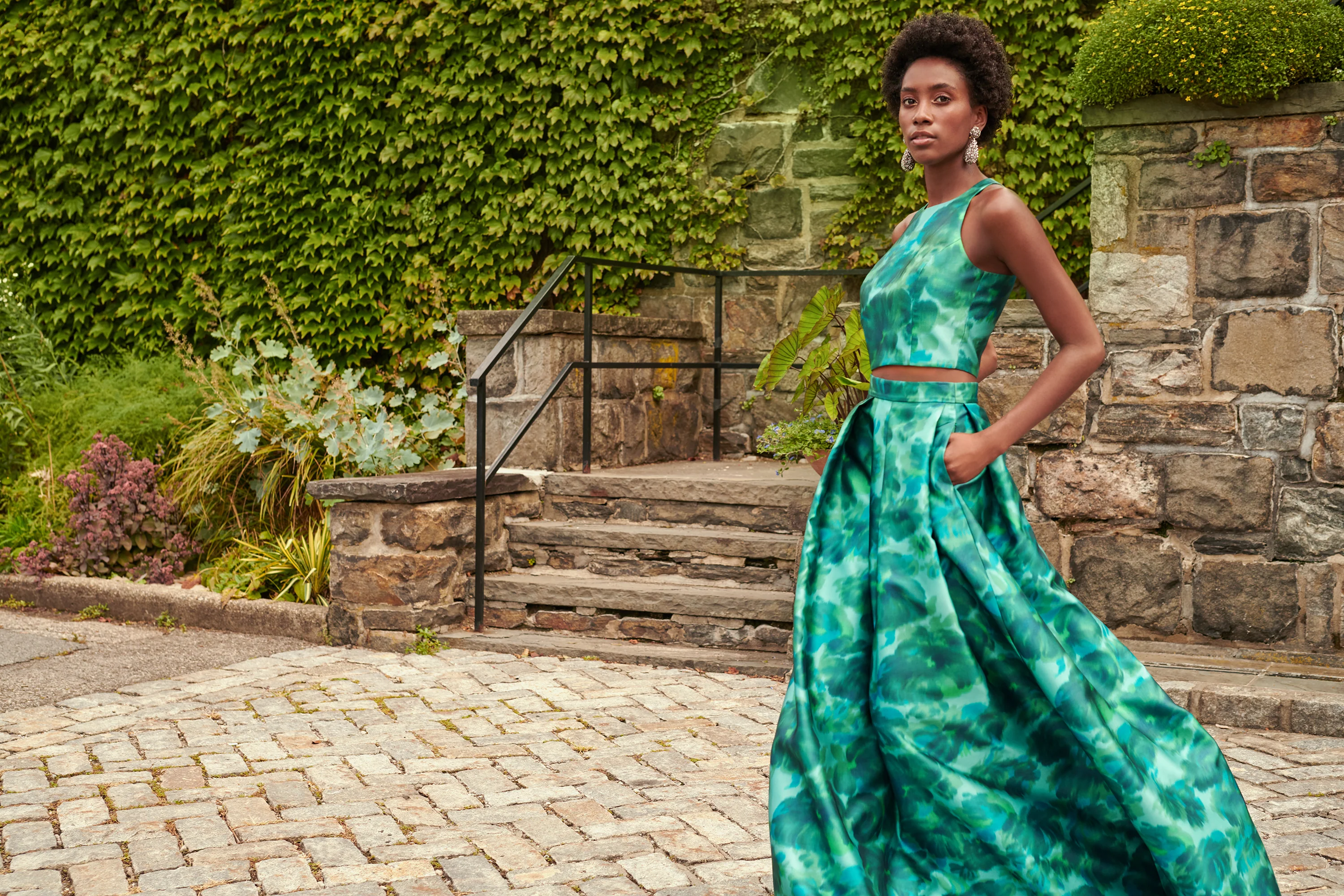 Lexie Top - Emerald Watercolor Floral - Image 5