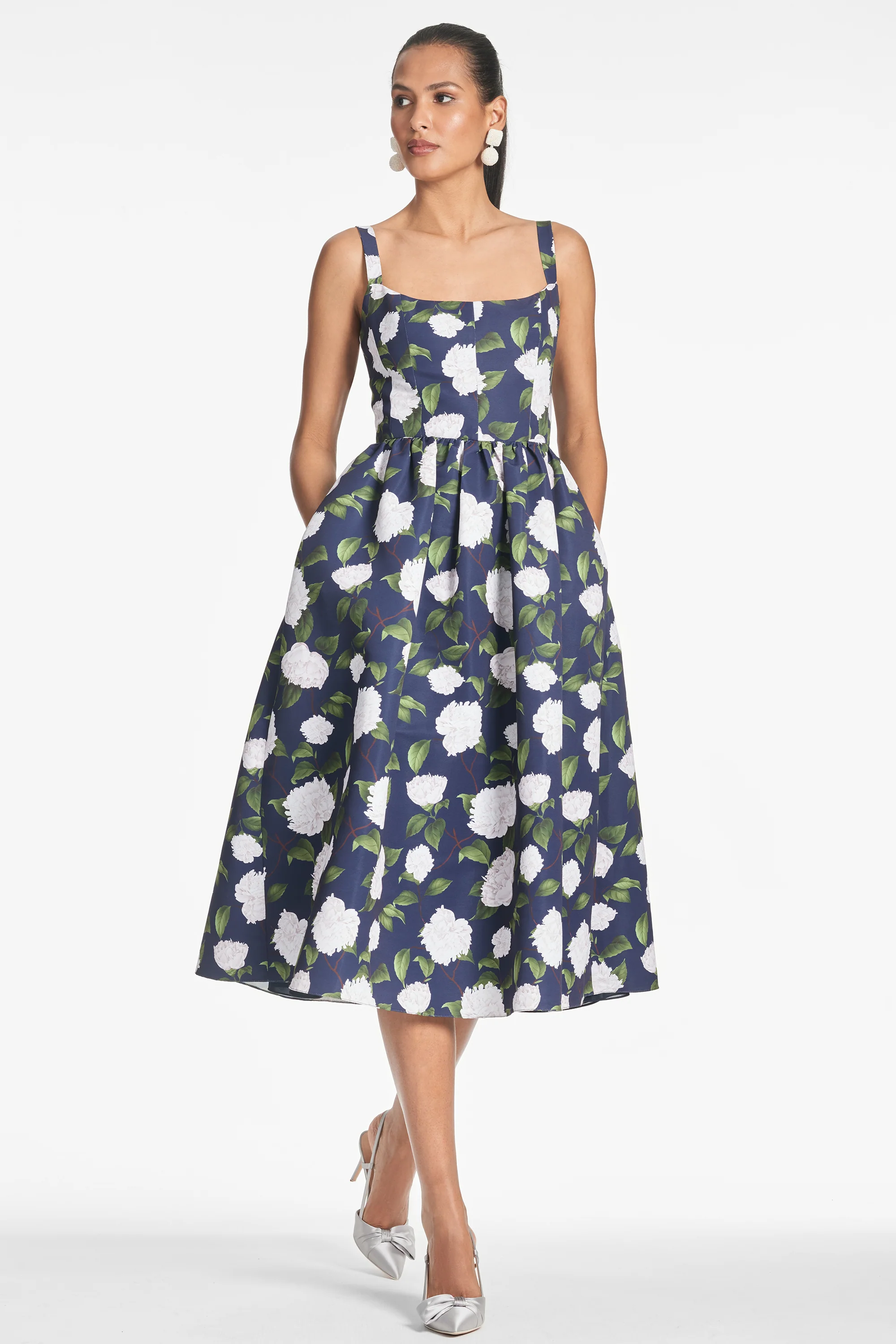 Olena Dress - Navy/Ivory Moonlit Garden - Image 4